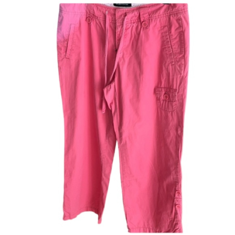 Moda International by VS size 10 coral wide leg cropped pant with roll at hem